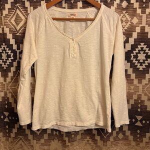 Women’s White Route 66 Long Sleeve Top, Size Large, 100% Cotton